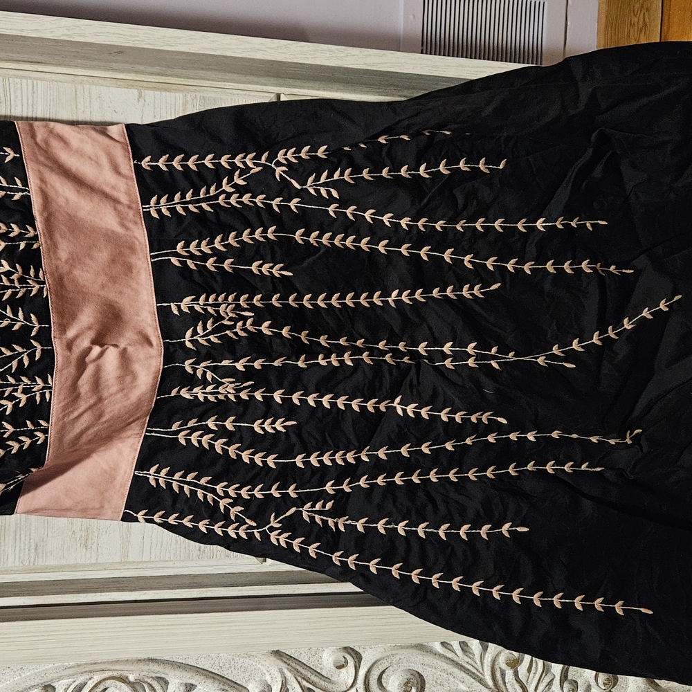 2/$20 Chic Black Dress with Pink Embroidery